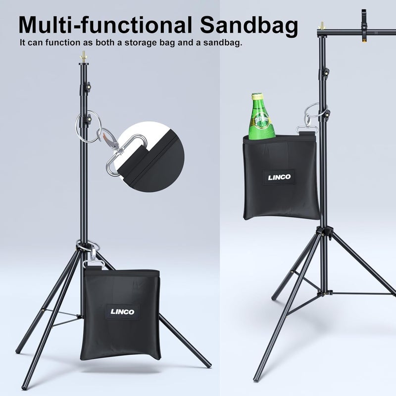 Linco Backdrop Stand for Parties Kit 10x7 ft Adjustable Back Drop Photography Studio Photo Background Support System with Clamps, Sand Bag, Carrying Bag 4172 - Image 3